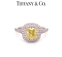 Load image into Gallery viewer, Tiffany &amp; Co Platinum Yellow Diamond Engagement Ring 1.41ct