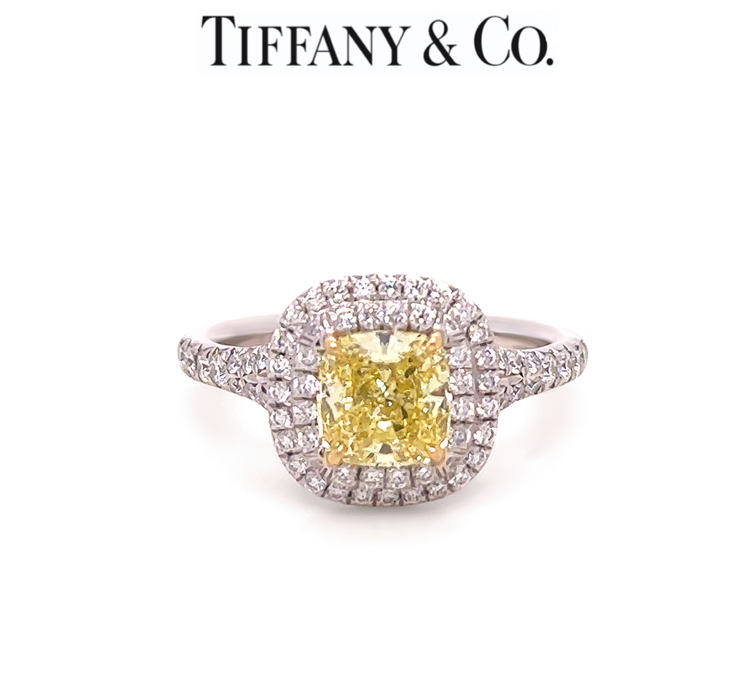 Tiffany & Co Platinum Yellow Diamond Engagement Ring 1.41ct