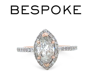 Bespoke 14ct Rose Gold Diamond Engagement Ring 1.48ct