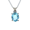 Bespoke 18ct White Gold Aquamarine & Sapphire Pendant with Chain 3.6g