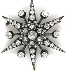 Bespoke Victorian Diamond Starburst Pendant/Brooch 8.70ct