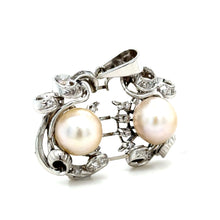 Load image into Gallery viewer, Bespoke Pearl &amp; Diamond Brooch 0.45ct