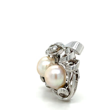 Load image into Gallery viewer, Bespoke Pearl &amp; Diamond Brooch 0.45ct