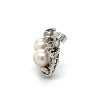 Bespoke Pearl & Diamond Brooch 0.45ct