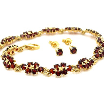 Load image into Gallery viewer, Bespoke Garnet Bracelet &amp; Garnet Earrings Set 15.49g