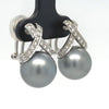 Bespoke Tahitian Pearl & Diamond Earrings 0.53ct