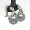 Bespoke Tahitian Pearl & Diamond Earrings 0.53ct