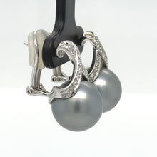 Load image into Gallery viewer, Bespoke Tahitian Pearl &amp; Diamond Earrings 0.53ct