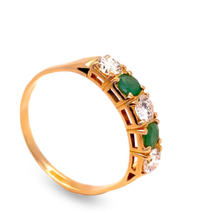 18ct Yellow Gold Emerald and Diamond Ring 0.66ct