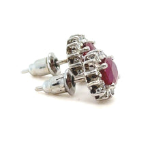 Load image into Gallery viewer, Bespoke Ruby &amp; Diamond Oval Cluster Earrings 2.42ct