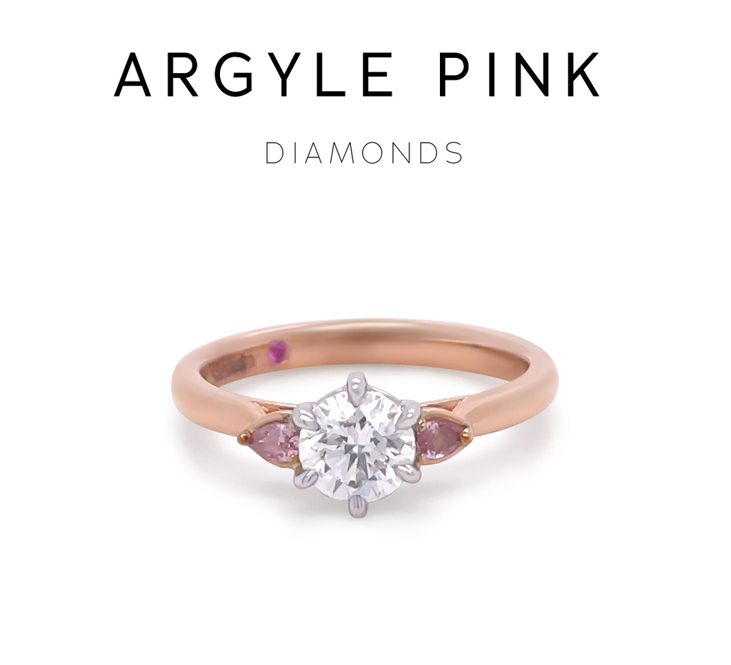 Argyle Pink 18ct White & Rose Gold Trilogy Diamond Ring 0.79ct