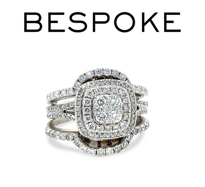 Bespoke 14ct White Gold Three Piece Diamond Bridal Ring Set 1.10ct