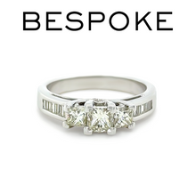 Load image into Gallery viewer, Bespoke 18ct White Gold Diamond Trilogy Ring 1.00ct