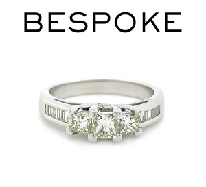 Bespoke 18ct White Gold Diamond Trilogy Ring 1.00ct