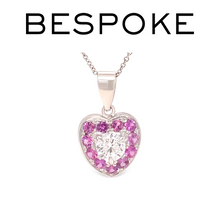 Load image into Gallery viewer, Bespoke 9ct White Gold Lab Diamond &amp; Pink Sapphire Pendant 2.50ct