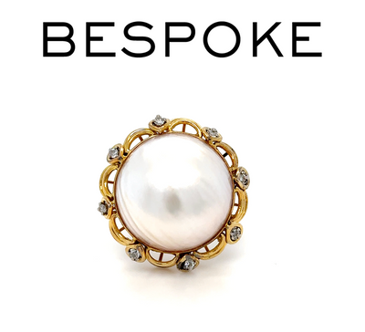 Bespoke Mabé Pearl Cluster Ring 0.20ct