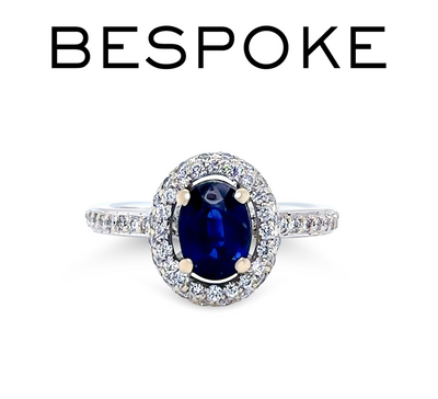 Bespoke 18ct White Gold Sapphire & Diamond Ring 1.64ct