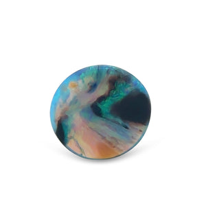 Loose Round Lightning Ridge Black Opal 5.15ct– Green/Blue Flowing Pattern