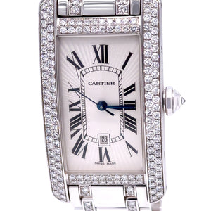 Cartier 18ct White Gold Tank Américaine Diamond Watch 3.62ct