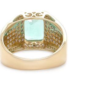 14ct Yellow Gold Emerald and Diamond Gent’s Statement Ring 3.36ct