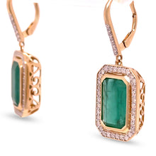 Load image into Gallery viewer, 14ct Yellow Gold Emerald &amp; Diamond Earrings 10.72ct