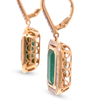 Load image into Gallery viewer, 14ct Yellow Gold Emerald &amp; Diamond Earrings 10.72ct