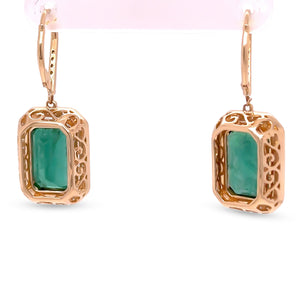 14ct Yellow Gold Emerald & Diamond Earrings 10.72ct