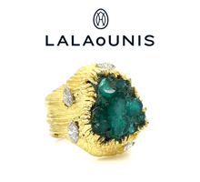 Load image into Gallery viewer, Ilias Lalaounis Vintage Emerald &amp; Diamond Ring