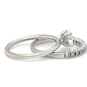 GIA 18ct White Gold Diamond Engagement Ring Set 1.04ct