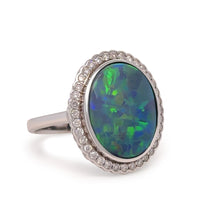 Load image into Gallery viewer, 14ct White Gold Black Opal and Diamond Dress Ring 5.34ct