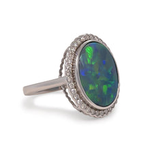 Load image into Gallery viewer, 14ct White Gold Black Opal and Diamond Dress Ring 5.34ct