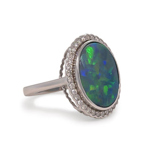 14ct White Gold Black Opal and Diamond Dress Ring 5.34ct