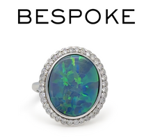 Load image into Gallery viewer, 14ct White Gold Black Opal and Diamond Dress Ring 5.34ct