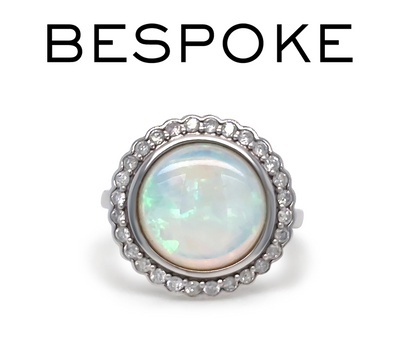 14ct White Gold Andamooka Opal and Diamond Ring 3.04ct