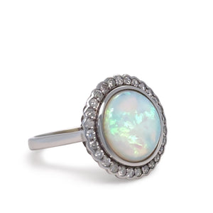 14ct White Gold Andamooka Opal and Diamond Ring 3.04ct