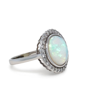 14ct White Gold Andamooka Opal and Diamond Ring 3.04ct