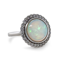 14ct White Gold Andamooka Opal and Diamond Ring 3.04ct