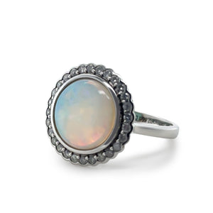 14ct White Gold Andamooka Opal and Diamond Ring 3.04ct