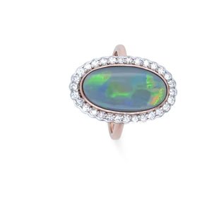 14ct Rose Gold Opal & Diamond Dress Ring 4.80ct