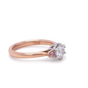 Argyle Pink 18ct White & Rose Gold Trilogy Diamond Ring 0.79ct