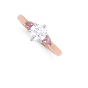 Argyle Pink 18ct White & Rose Gold Trilogy Diamond Ring 0.79ct