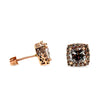 10ct Rose Gold Morganite and Diamond Halo Earrings 0.50ct 2.73g