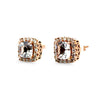 10ct Rose Gold Morganite and Diamond Halo Earrings 0.50ct 2.73g