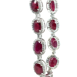 14ct White Gold Ruby and Diamond Bracelet 29.26ct