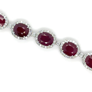 14ct White Gold Ruby and Diamond Bracelet 29.26ct