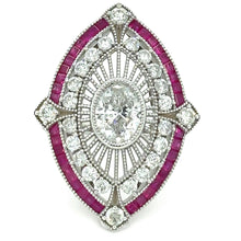 Load image into Gallery viewer, Bespoke 14ct White Gold Ruby &amp; Diamond Set &quot;Art-Deco&quot; Inspired Ring 4.62ct