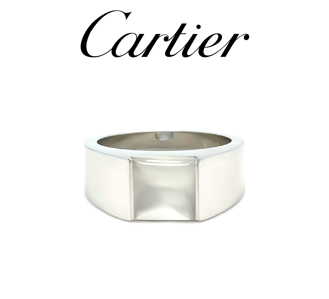 Cartier 18ct White Gold Moonstone Tank Ring 14.4g 100 Best Price Paid