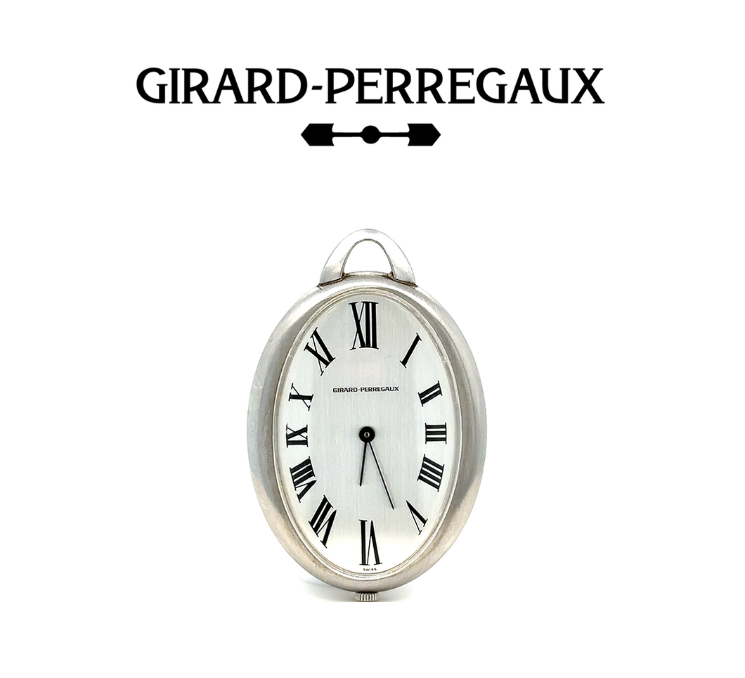 Girard Perregaux Stainless Steel Oval Pocket Watch