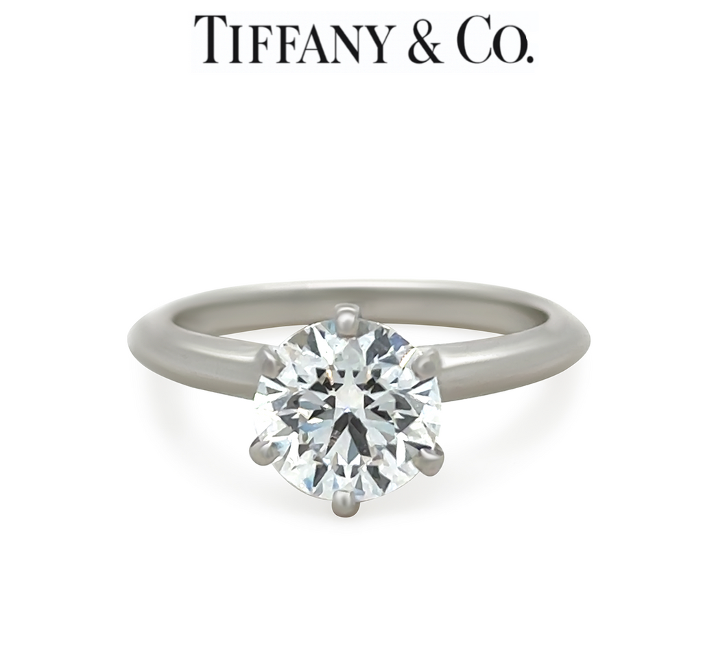 Tiffany & Co. Platinum Diamond Solitaire Engagement Ring 1.66ct 5.61g