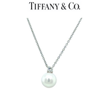 Load image into Gallery viewer, Tiffany &amp; Co. 18ct White Gold Akoya Pearl Diamond Pendant Necklace 2.63g